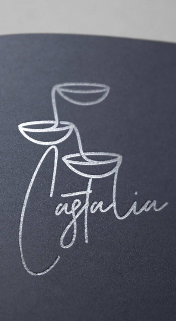 Minimalistic hand-drawn logo of Castalia featuring a stylised cup and flowing line, symbolising inspiration, community, and the creative feminine.