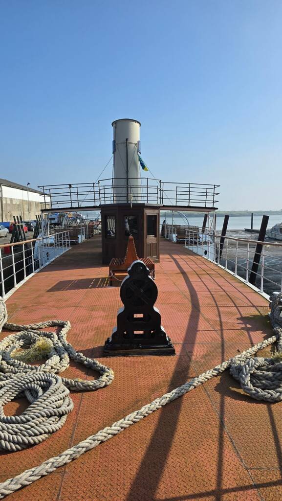 Artist Aliya Bodnar on the deck of the Medway Queen during the "Art for Peace" charity auction supporting Ukraine.