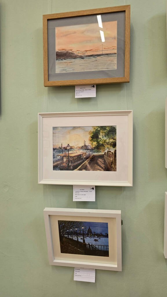 framed artworks by Rochester & West Kent Art Society members, displayed at Medway Open Studios 2025.