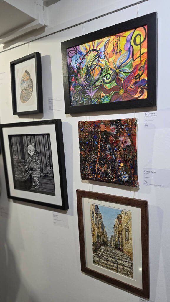 Watercolour paintings by Aliya Bodnar displayed at the Summer Exhibition 2025 in Chatham, Kent.
